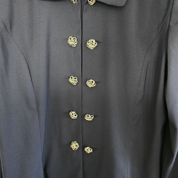 VTG Leslie Fay 2Piece Skirt Suit 16 Blue Long Sleeve Button Up Double Breasted - Picture 6 of 16